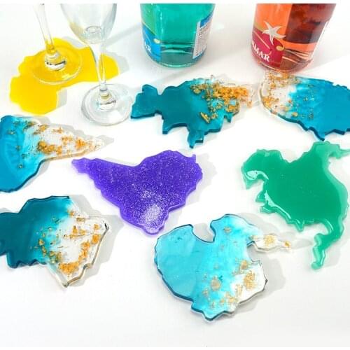 DIY Intercontinental Continent Map Mold Manual Crystal Epoxy Resin Mold Seven Continents Coaster Silicone Mold For Resin