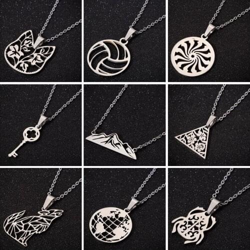 Hfarich personalise Volleyball Cat Mountain Wolf Pendants Necklaces For Cool Men Women Party Christmas Gift Jewelry Accessories