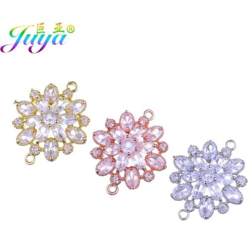Juya DIY Womens Jewelry Findings Gold/Rose Gold Charms Flower Connector Accessories For Women Bracelets Earrings Jewelry Making