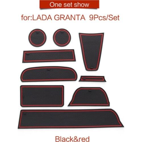 Smabee Gate slot pad Interior Door Pad/Cup For LADA GRANTA 9pcs Non-slip mats red/blue/white mats car accessories interior