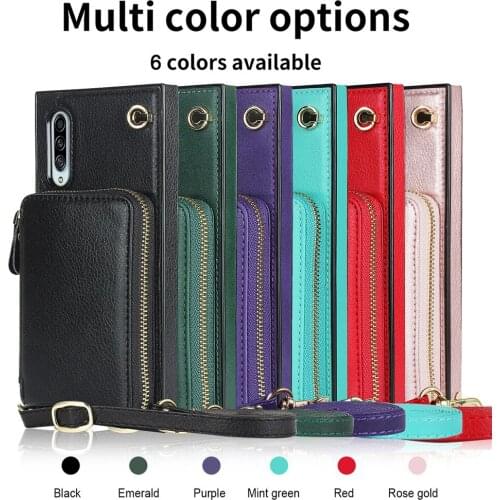 Long Strap Leather Phone Case For Samsung Galaxy A90 5G Case Multifunction Wallet Cover Coque For Samsung Galaxy A90 5G Funda
