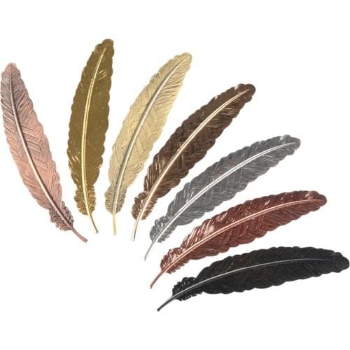Creative Retro Metal Feather Shaped Bookmark Book Page Mark Children Student Gift School Office Stationery Accessories 2 Pcs