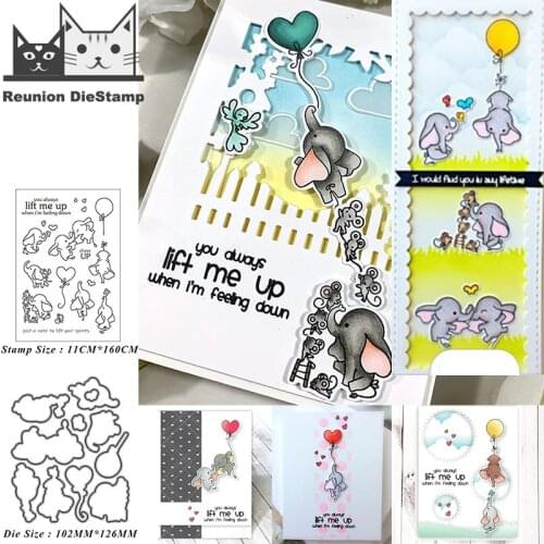 Reunion Balloon elephant Metal Cutting Dies and Stamps Stencil for DIY Scrapbooking Photo Album Embossing Decorative Paper Card