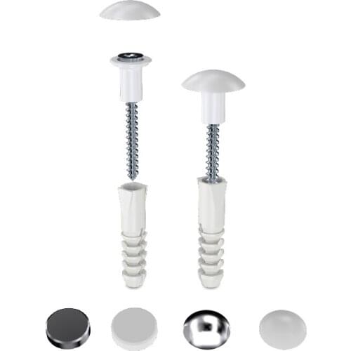 STEEL SCREW FLAT/ROUND CHROME ROUND COVER (ACCESORIES FIXING KIT) 12 PCS SET