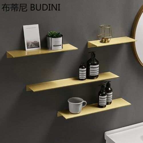 Bathroom Shelf Wall Mounted Bath Shampoo Shower Shelves Brushed GOLD Space Aluminum Basket Holder Kitchen Storage Rack