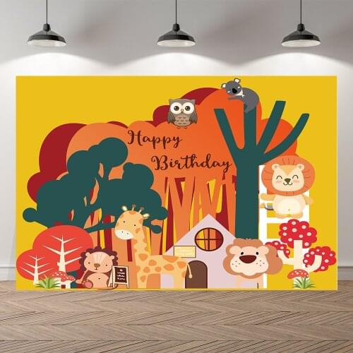 Neoback Forest Safari Animals Lion Photo Session Baby Birthday Photography Background Photographic Backdrop For Studio Shoot