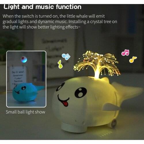 2 Colors Creative Educational Whale Toy Lighting Musical Electric Whale Floating Ball Fan Bubbles Toy for Bathroom