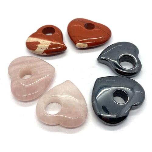 Natural Crystal Pendant Bead Bracelet Necklace Womens Jewelry Accessories Amethyst Single Hole Material Heart Shape Wholesale