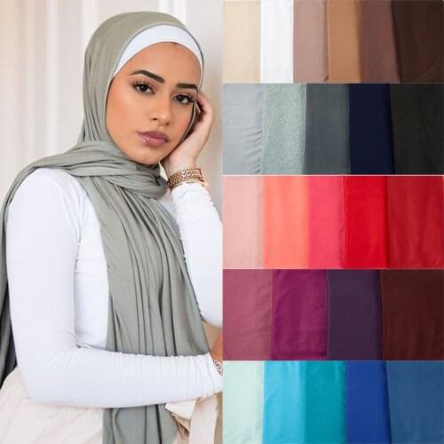 Modal Cotton Headband Jersey Hijab Headscarf For Women Muslim Fashion Soft Hair Scarf Veil Turban Solid Color Head Wrap Shawl
