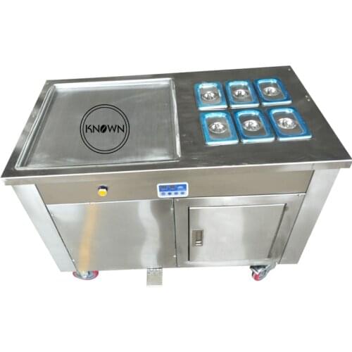 Commercial 450*450mm single cold 1 square pan 6 freezer fried ice cream machine pakistan fried yogurt roll machine manufactures
