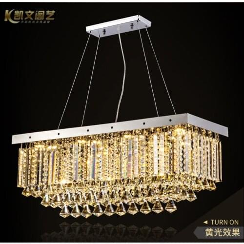 Restaurant light crystal chandelier rectangular crystal lamp LED restaurant light simple bar table lamp rectangular restaurant