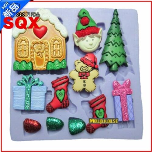 Christmas silicone mold, Christmas / Christmas socks fondant molds, sugar craft tools, chocolatemolds for cakes SQ15174