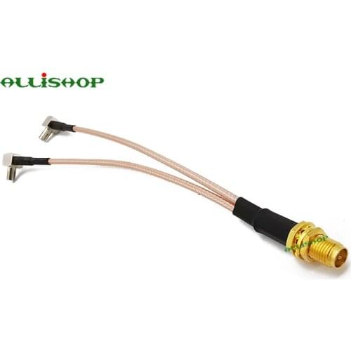 RP-SMA Female Plug to Dual TS9 Male Right Angle Splitter Combiner Cable Jumper Pigtail RG316 Cable 10CM 15CM 20CM 30CM 50CM