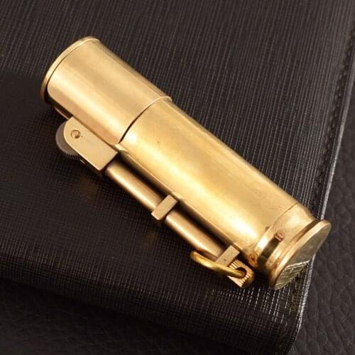 Manual pure copper heavy trench kerosene lighter metal grinding wheel open fire retro personality creative windproof lighter