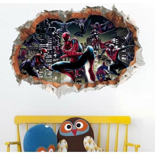 Spiderman Removable Home Decorative Wallpaper For Boys Bedroom 3D Vinyl Waterproof Wall Stickers DIY Cartoon Poster Murals
