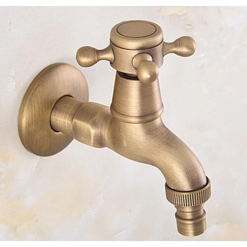 Bathroom Faucet Luxury Antique Brass Water Tap Outdoor Faucet Garden Bibcock Tap Bathroom Washing Machine Faucet zav322