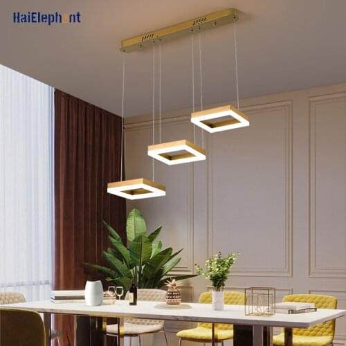 Modern Square LED Pendant Lights For Dining Living Room Bedroom Simple Hanging Lamps Gold Black White Deco Lighting Fixtures