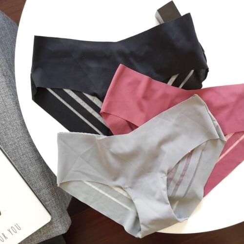 SP&CITY Ladies Solid Women Underwear Ice Silk Back Striped Transparent Panties Mesh Seamless Briefs Sexy Micro Thongs Lingerie