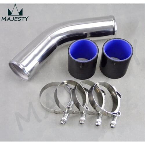 Turbocharged System 45 Degree 63 MM 2.5" inch Aluminum Pipe Intercooler Tube/Hose Turbo Piping + Silicon Hose/Tube + Clamp