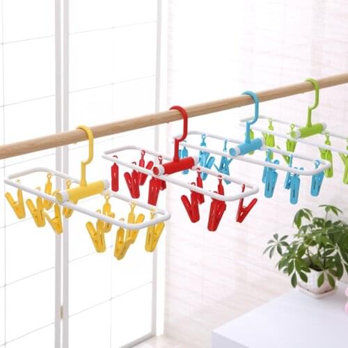 Thickening hangers plastic 10clip drying rack socks rack clip windproof underwear rack folding hanger