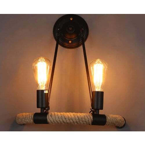 Vintage retro loft rope wall lamp bedroom bedside aisle corridor pub balcony bar club cafe light bra creative indoor wall sconce