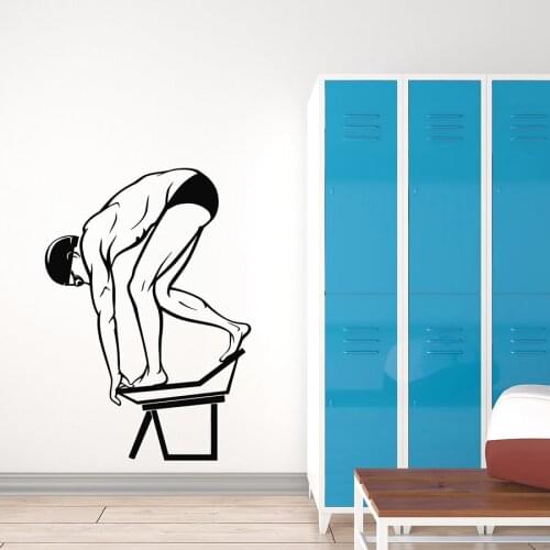 Jump Water Wall Decal Water Sport Swimmer Boy Swimming Pool Wall Waterproof Decor Vinyl Window Stickers Postural Art Mural M247