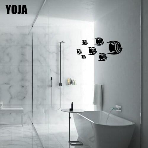 YOJA 14x28.4CM(One Group)Cute Fish Home Decor Wall Sticker Bathroom Shower Glass Applique G2-0162