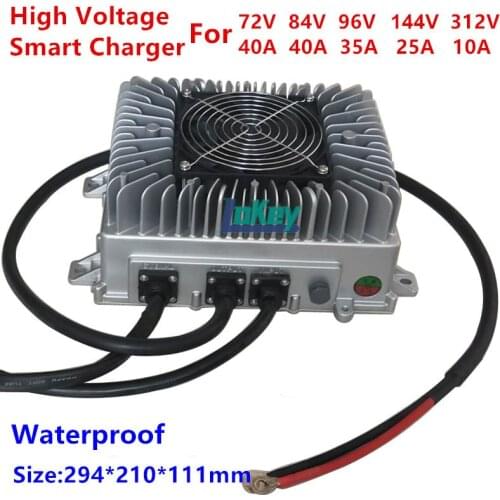 High voltage charger 72V 96V 114V 312V 20A 30A 40A seal waterproof smart Charger for lithium lipo lifepo4 LTO lead acid batterys
