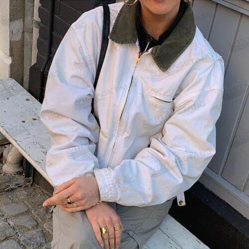 B-TOTO American Retro White Lapel Hit Color Casual Jacket Spring And Autumn Tide Ins Female Bm Jacket 2021 New Fashion