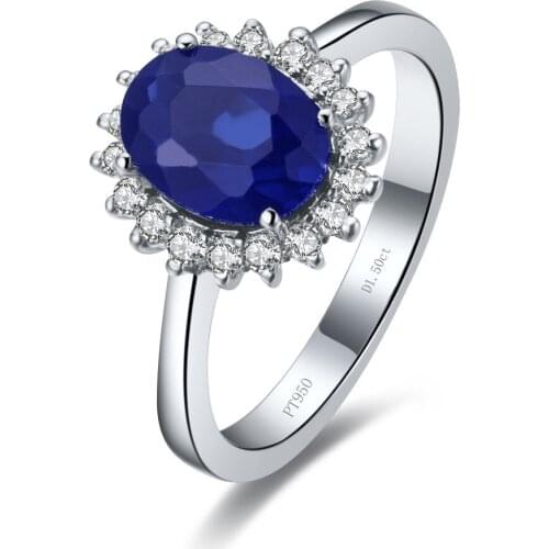 1.5 Carat White Gold 14K Oval Shape Blue Attractive Simulate Diamond Engagement Ring For Woman Fabulous Promise Wedding Ring