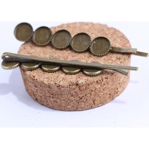 10pcs 5 Circle Bezel Hairpin Accessories Fit 8mm Round Cabochon Hair Pin Hairclip Base Setting Trays Diy Findings