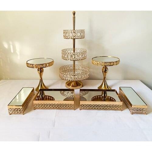 12 Inch Cake Stand with Mirror, Polished Metal Dessert Cupcake Pastry 3 tiers square tray