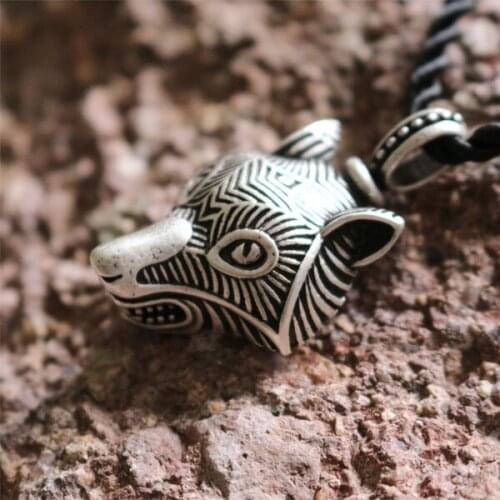 20pcs wholesale norse Fenrir viking Wolf amulet Pendants wolf head nekclace men necklace Pagan Original Animal Jewelry jewelry
