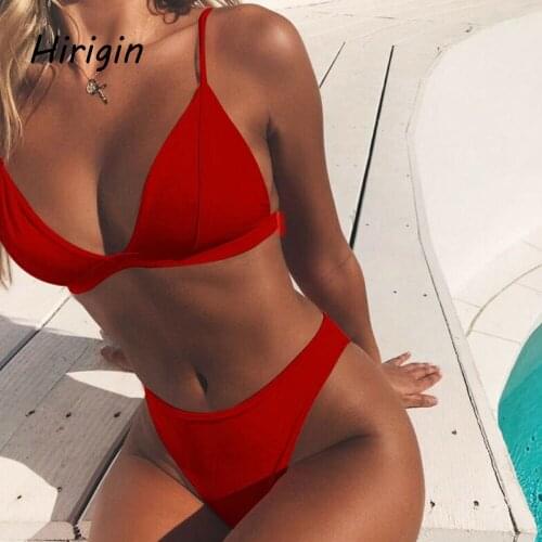 2020 sexy Women Push-up Bandage Bikini Solid Color Swimsuit Low Waist Triangle Swimwear Sexy Bathing Suit Maillot De Bain Femme