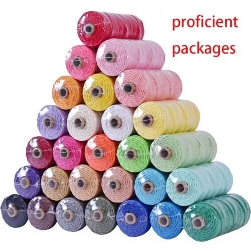 3mm 100% Cotton Cord Colorful Cord handmade Rope Twisted Macrame String DIY Home Wedding decoration supply Film packaging 100m