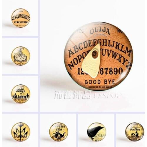 5Pcs/lot Vintage Ouija Board Round Photo Glass Cabochons 25 Mm for Pendant Making Halloween Horror Accessories
