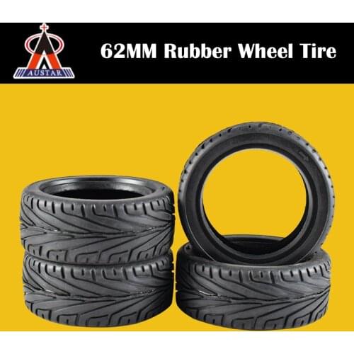 Hot AUSTAR 4Pcs Rubber Wheel Tire 65mm*28mm for 1/10 RC Rock Crawler Model Car
