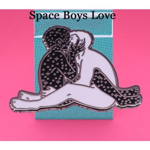 My Universe Is You Lapel Pin Space Boys Love LGBT Brooch Gay Pride Badge