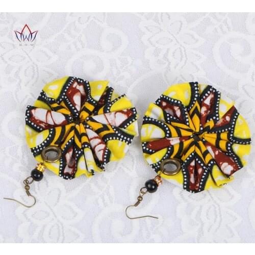 BRW 2020 Fabric Flower African Earrings Oversize Earrings Handmade Earrings African Ankara Jewelry African Print Earrings WYA151
