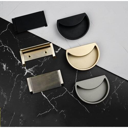 Tatami Black Wardrobe Drawer Knob Modern Flip Bedroom Furniture Door Handle Hidden Cabinet Pull Ring Home Decoration Hardware
