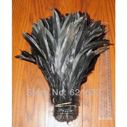 Black feathers!50Pcs/Lot 12-14" 30-35cm natural loose feathers Half Bronze Black Coque rooster tail feathers for Mask