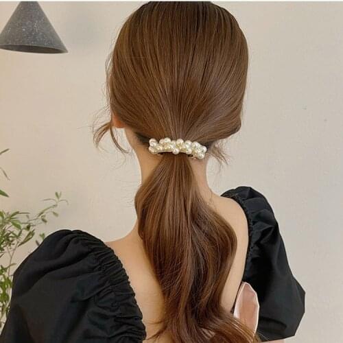 Elegant Pearl Ponytail Hair Clip Korean Hairgrip for Women Girls Chic Barrettes Claw Crab Hairpins Hair Accessories Gifts