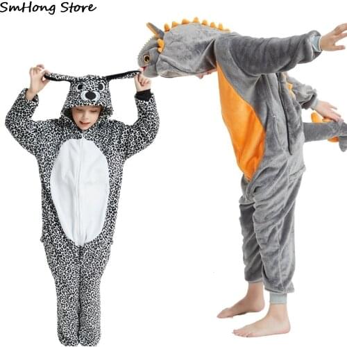 Flannel Winter Kigurumi Unicorn Pajamas Childrens Sleepwear Baby Homewear Animal Cartoon Unicornio Pijamas Dinosaur Pajama