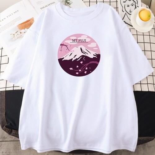 Japanese Mount Fuji Printed Women Rock Tshirts Harajuku Kawaii Gothic T-Shirt Summer Casual Tops Short Sleeve Oversized Clothes