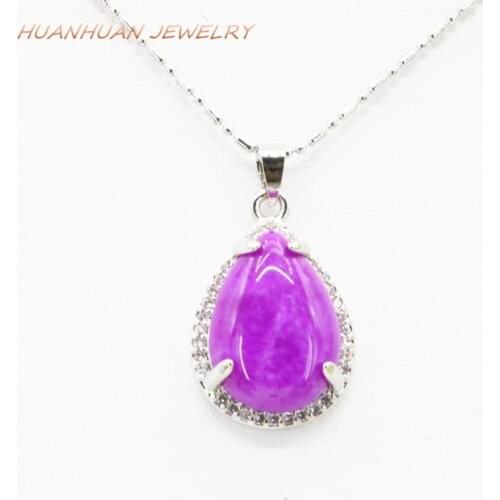 Water Drop Pendant 16x25mm Natural Jades Red Stone Chain Necklace Pendants For Women Stainless Steel Zircon Inlya Jewelry B3331