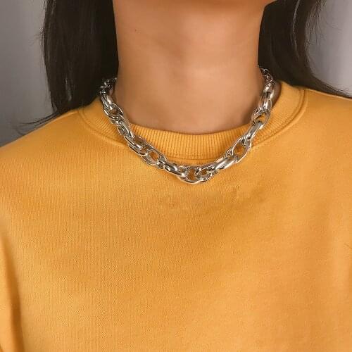 European and American retro portrait of exaggerated thick chain necklace personality chain hip-hop neck chain short collar