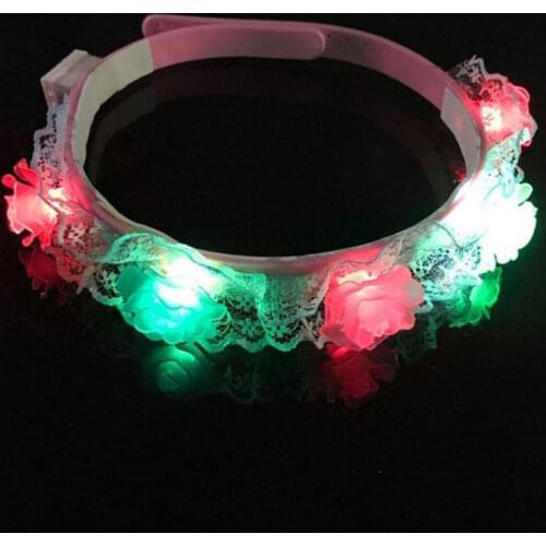 Flashing LED Glow Flower Crown Headbands Light Party Rave Floral Hair Garland Wreath Wedding Flower Girl Decor F20173193