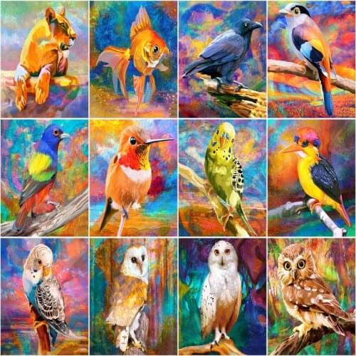 RUOPOTY DIY Painting By Numbers For Adults Colorful Tiger Animals Drawing Coloring By Numbers Animals Handmade For Home Decor