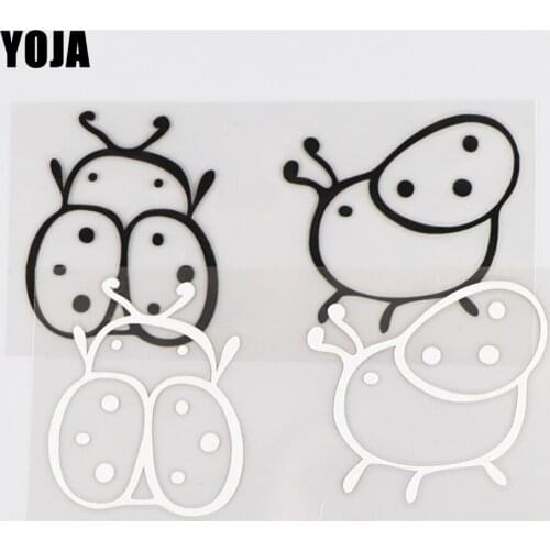 YOJA 13.1×6.2CM lovable Vinyl Pattern Coccinella septempunctata Car Sticker Animals Decal Black/Silver 19C-0031