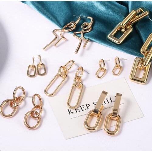 New Statement Earrings for Women Metal Earrings Geometric Dangle Drop Gold Earing 2021 Dangle Drop Trend Fashion Jewelry Gifts